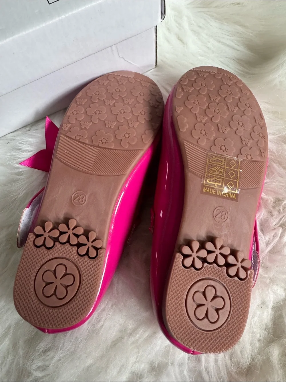 Girls' Hot Pink Patent Mary Jane Shoes with Satin Bow